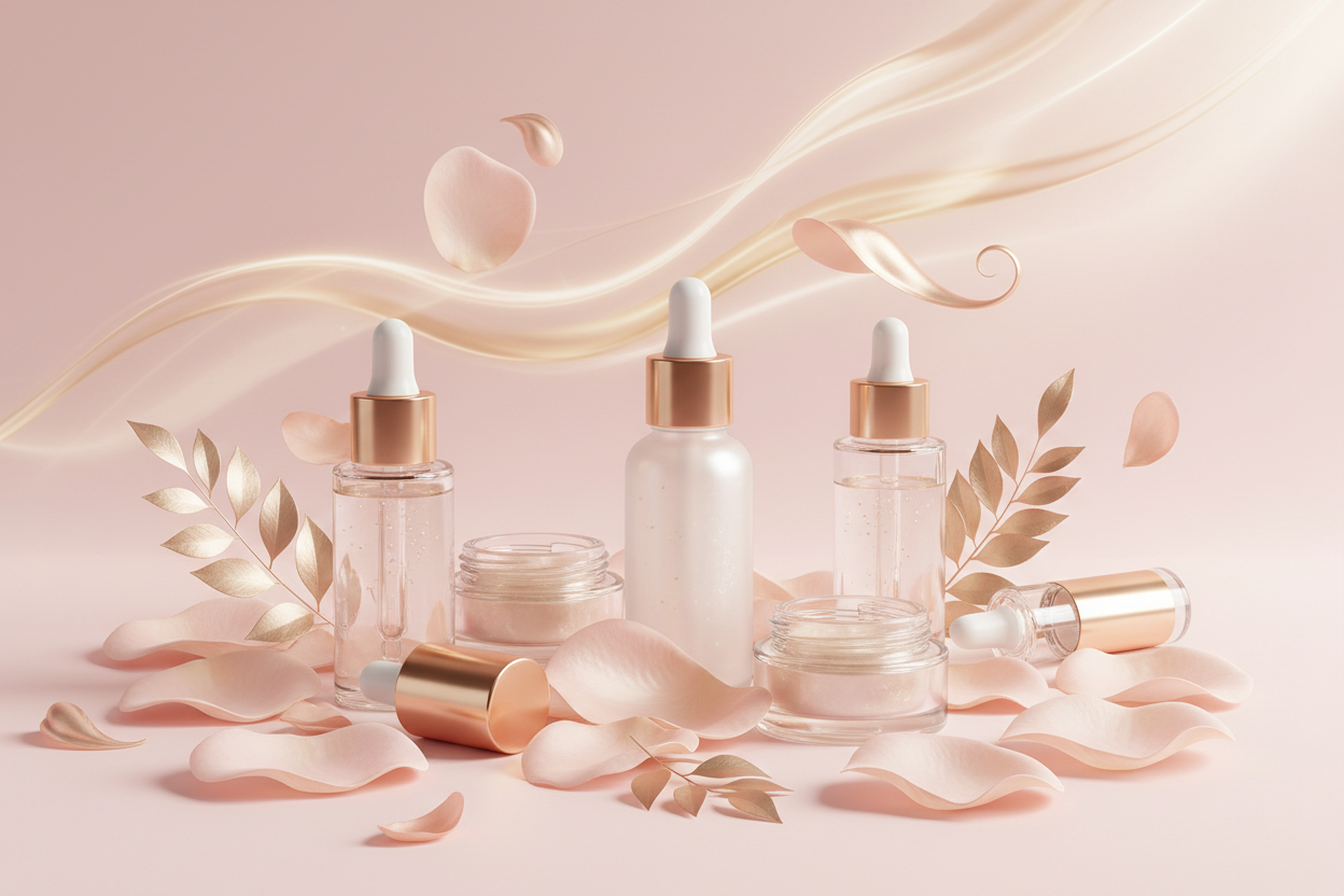 Romantic pink and gold beauty banner